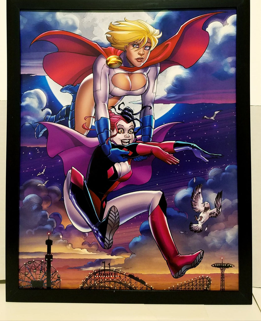 Harley Quinn & Power Girl by Amanda Conner 11x14 FRAMED DC Comics Art Print Poster