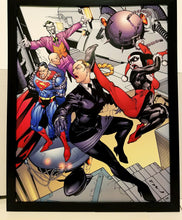 Load image into Gallery viewer, Harley Quinn Joker Superman by Yvel Guichet 11x14 FRAMED DC Comics Art Print Poster
