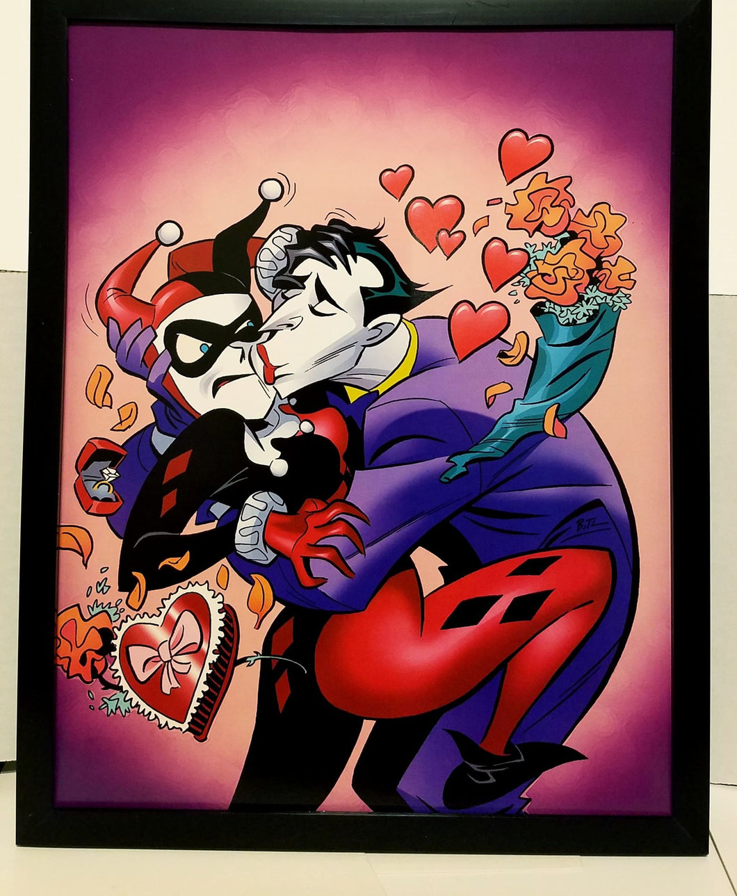 Harley Quinn & Joker BTAS by Bruce Timm 11x14 FRAMED DC Comics Art Print Poster