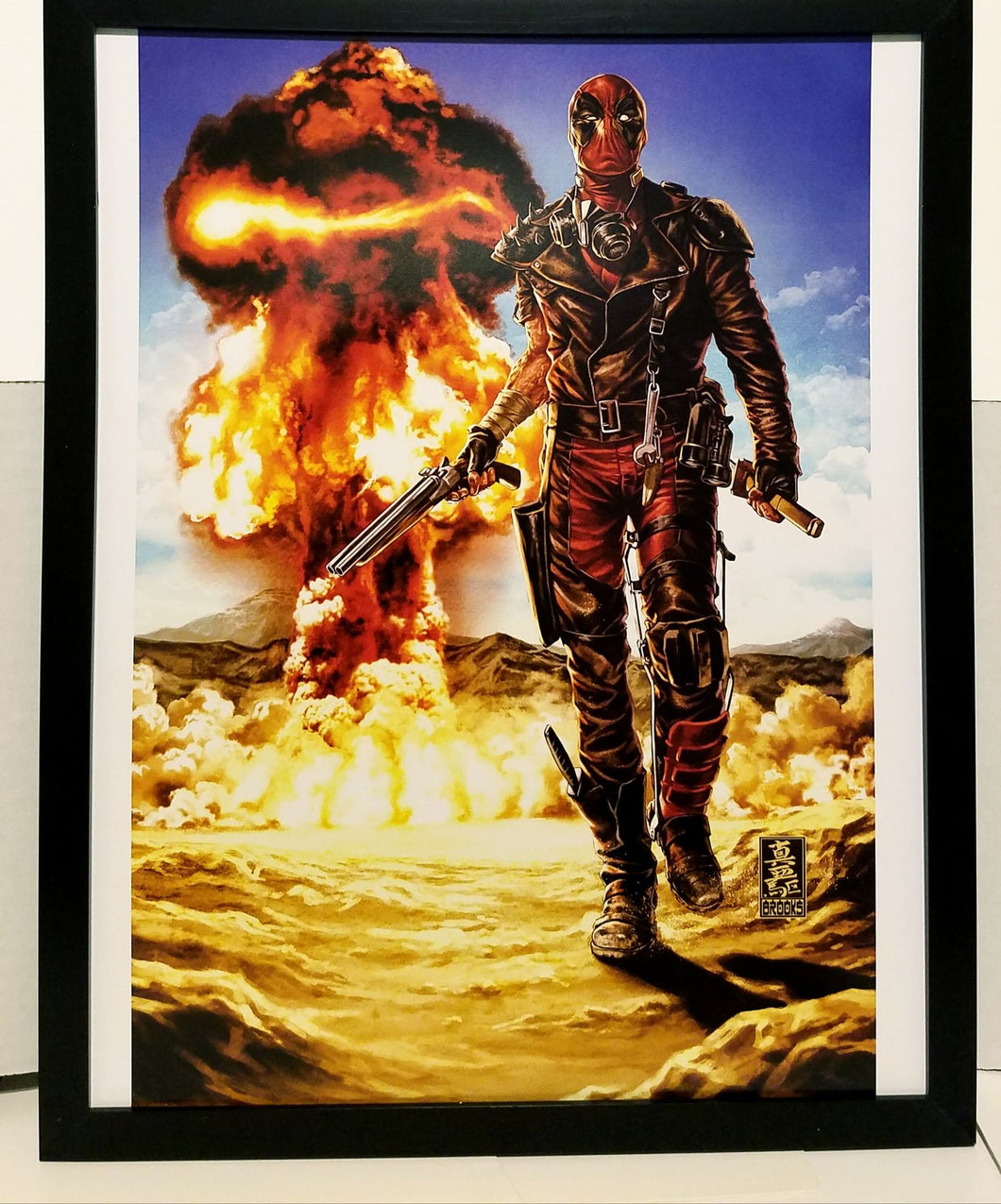 Deadpool Mad Max homage by Mark Brooks 11x14 FRAMED Marvel Comics Art Print Poster