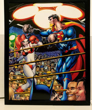 Load image into Gallery viewer, Harley Quinn vs Superman boxing by Neal Adams 11x14 FRAMED DC Comics Art Print Poster
