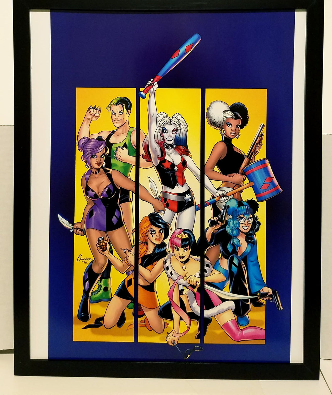 Harley Quinn Gang by Amanda Conner 11x14 FRAMED DC Comics LGBTQ Art Print Poster