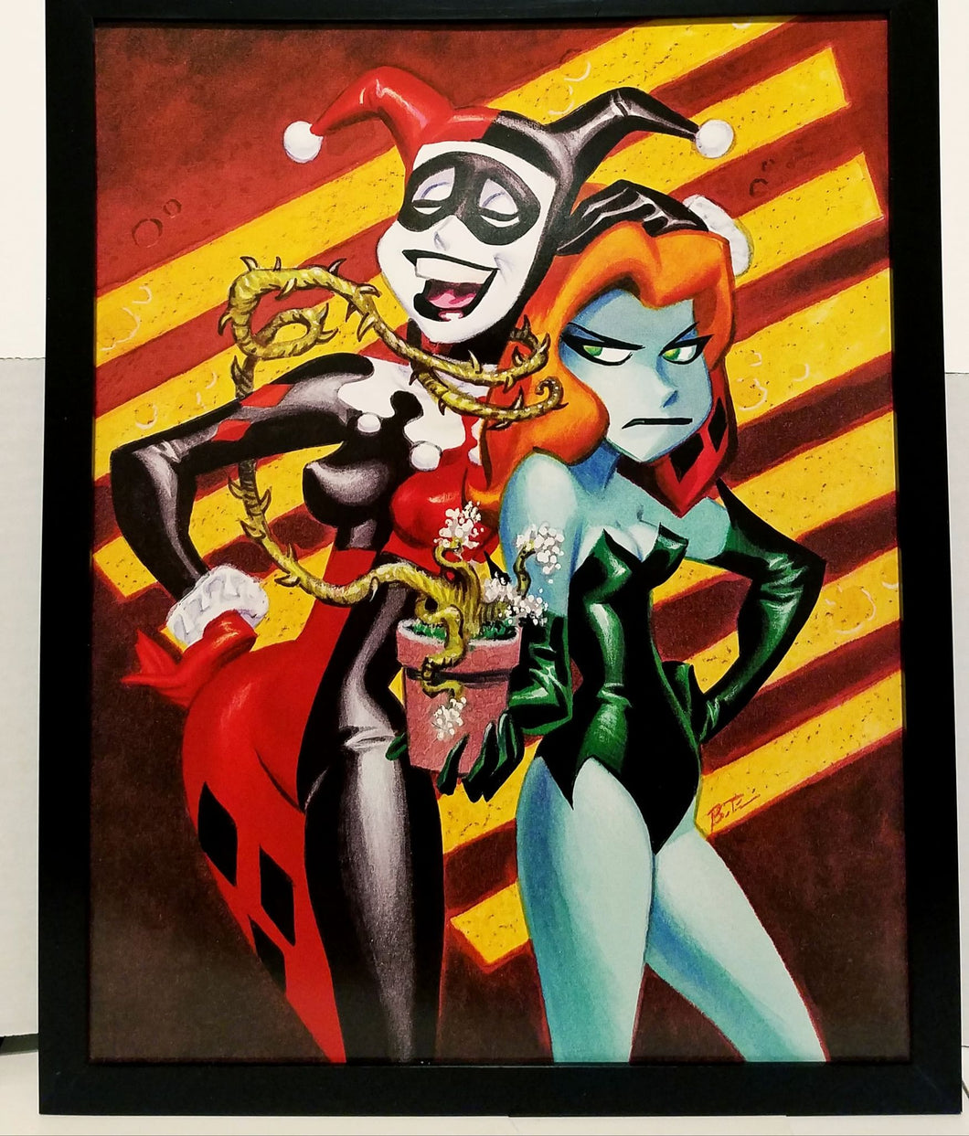 Harley Quinn &  Poison Ivy by Bruce Timm 11x14 FRAMED DC Comics Art Print Poster