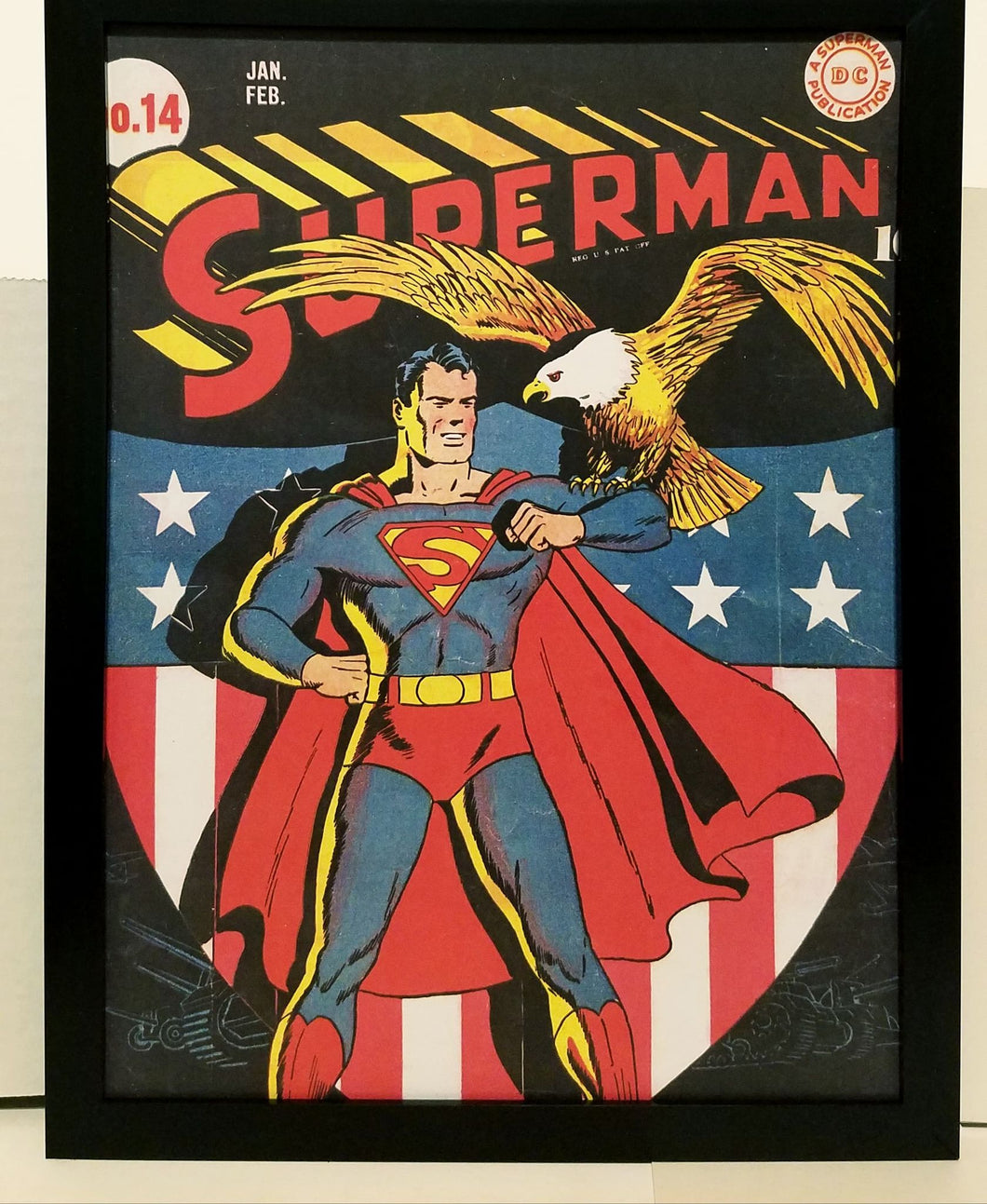 Superman #14 by Fred Ray 9x12 FRAMED Vintage 1942 DC Comics Art Print Poster