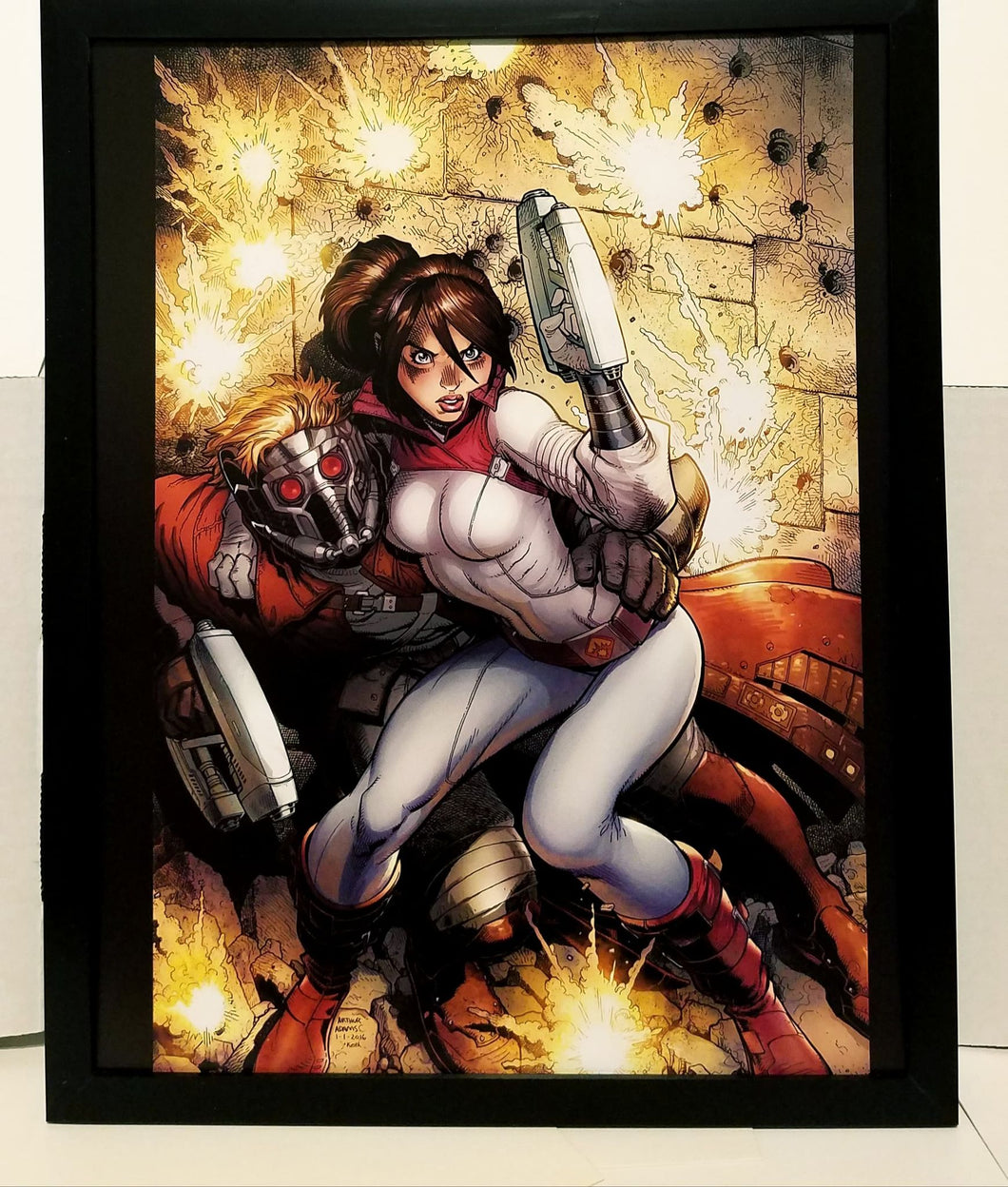 Guardians Star-Lord & Kitty Pryde by Art Adams 11x14 FRAMED Marvel Comics Art Print Poster
