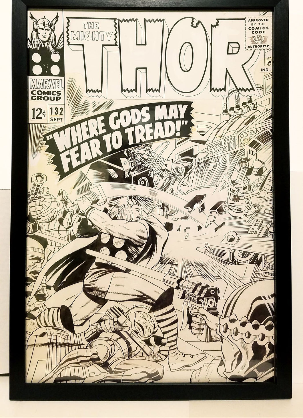 Mighty Thor #132 by Jack Kirby 12x18 FRAMED Original Art Poster Marvel Comics