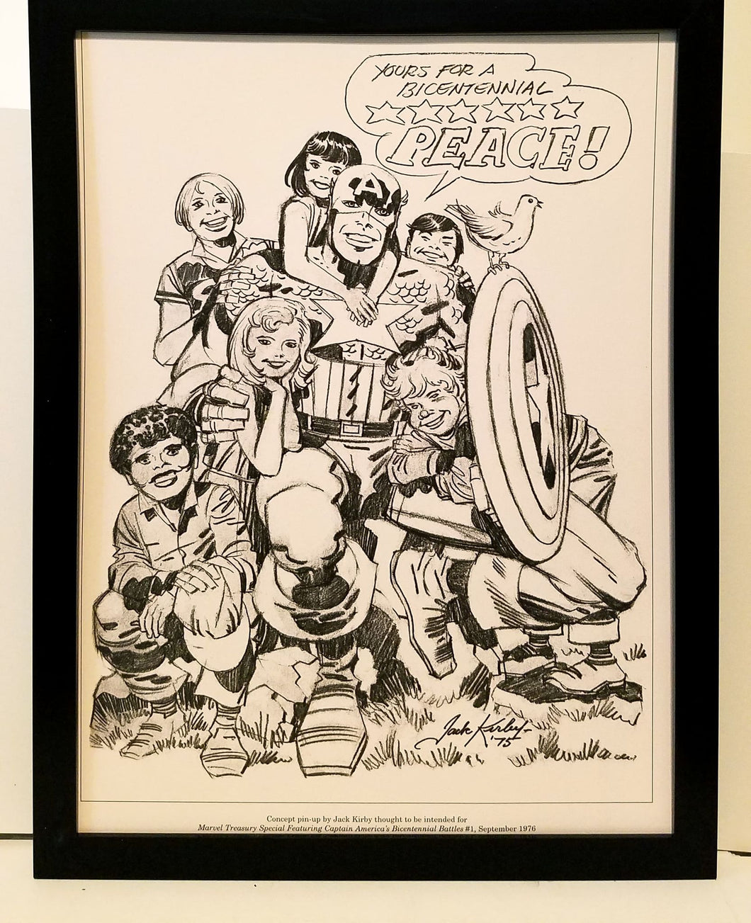 Captain America by Jack Kirby 9x12 FRAMED Marvel Comics Pin-Up Original Art Print Poster