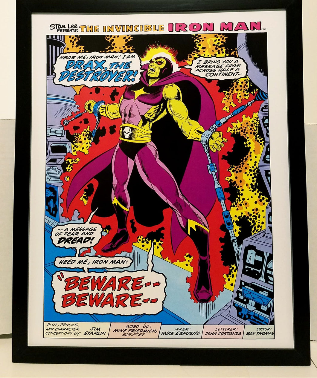 Iron Man #55 pg. 1 Drax by Jim Starlin 11x14 FRAMED Marvel Comics Art Print Poster