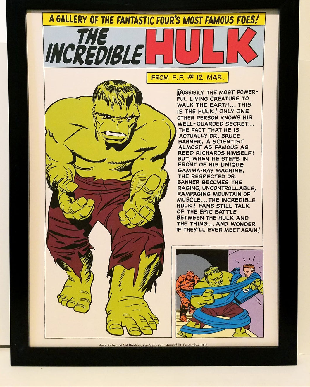 Incredible Hulk by Jack Kirby 9x12 FRAMED Marvel Comics Vintage Art Print Poster