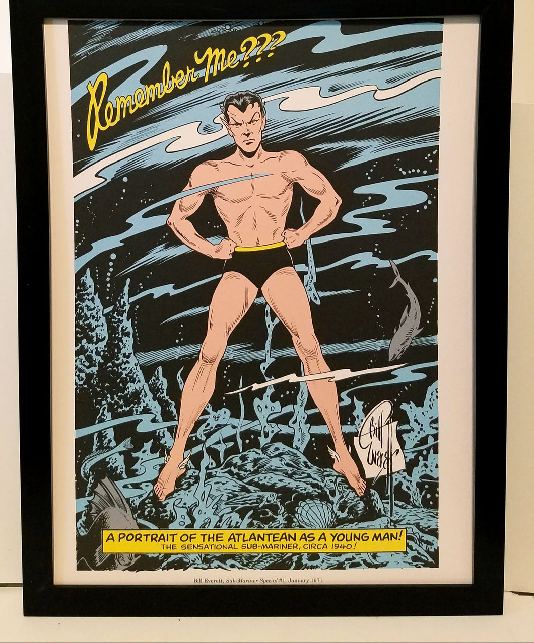 Namor the Sub-Mariner by Bill Everett 9x12 FRAMED Marvel Comics Vintage Art Print Poster