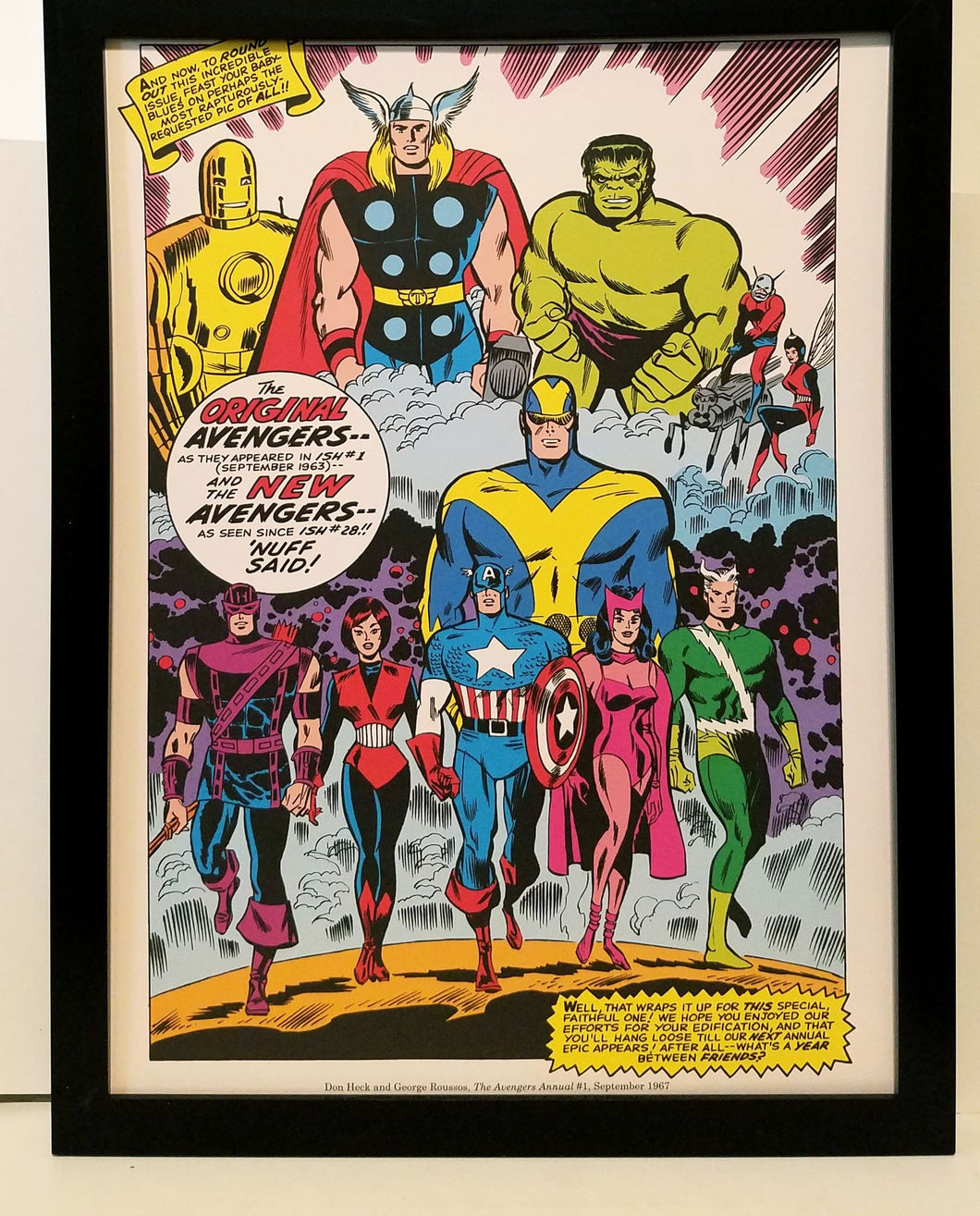 Avengers MCU by Don Heck 9x12 FRAMED Marvel Comics Vintage Art Print Poster