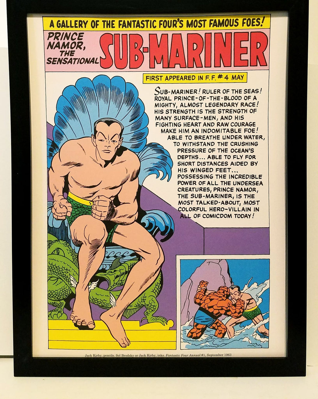 Namor the Sub-Mariner by Jack Kirby 9x12 FRAMED Marvel Comics Vintage Art Print Poster