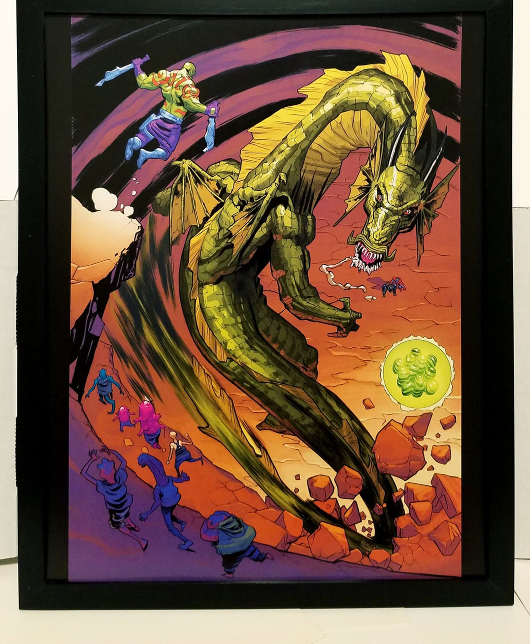 Drax vs. Fing Fang Foom by Scott Hepburn 11x14 FRAMED Marvel Comics Art Print Poster
