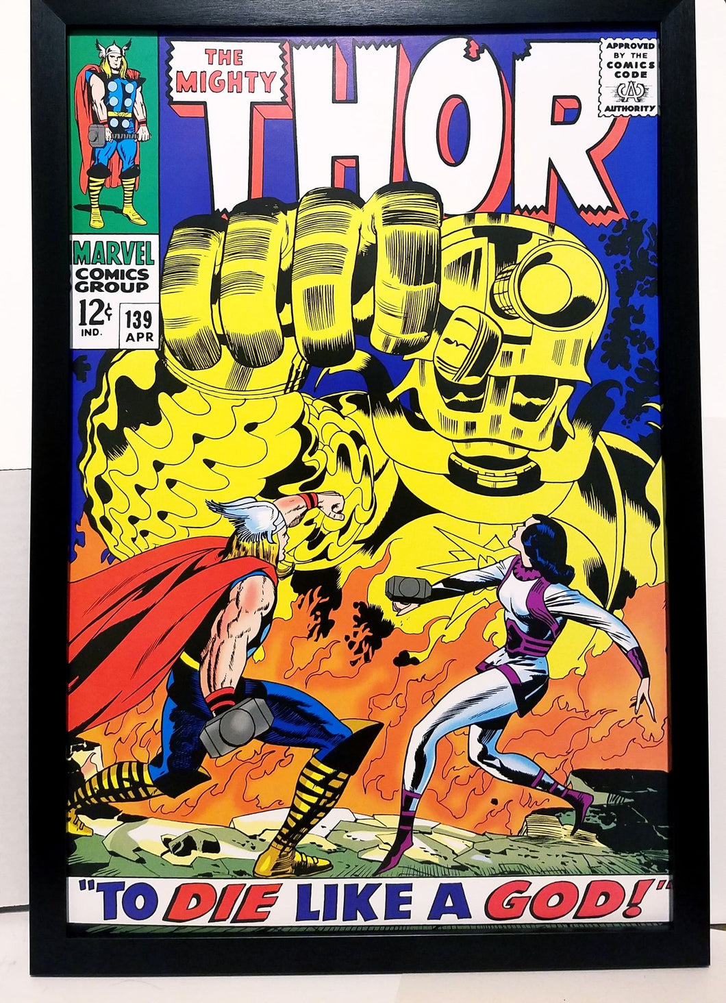Mighty Thor #139 by Jack Kirby 12x18 FRAMED Marvel Comics Vintage Art Print Poster