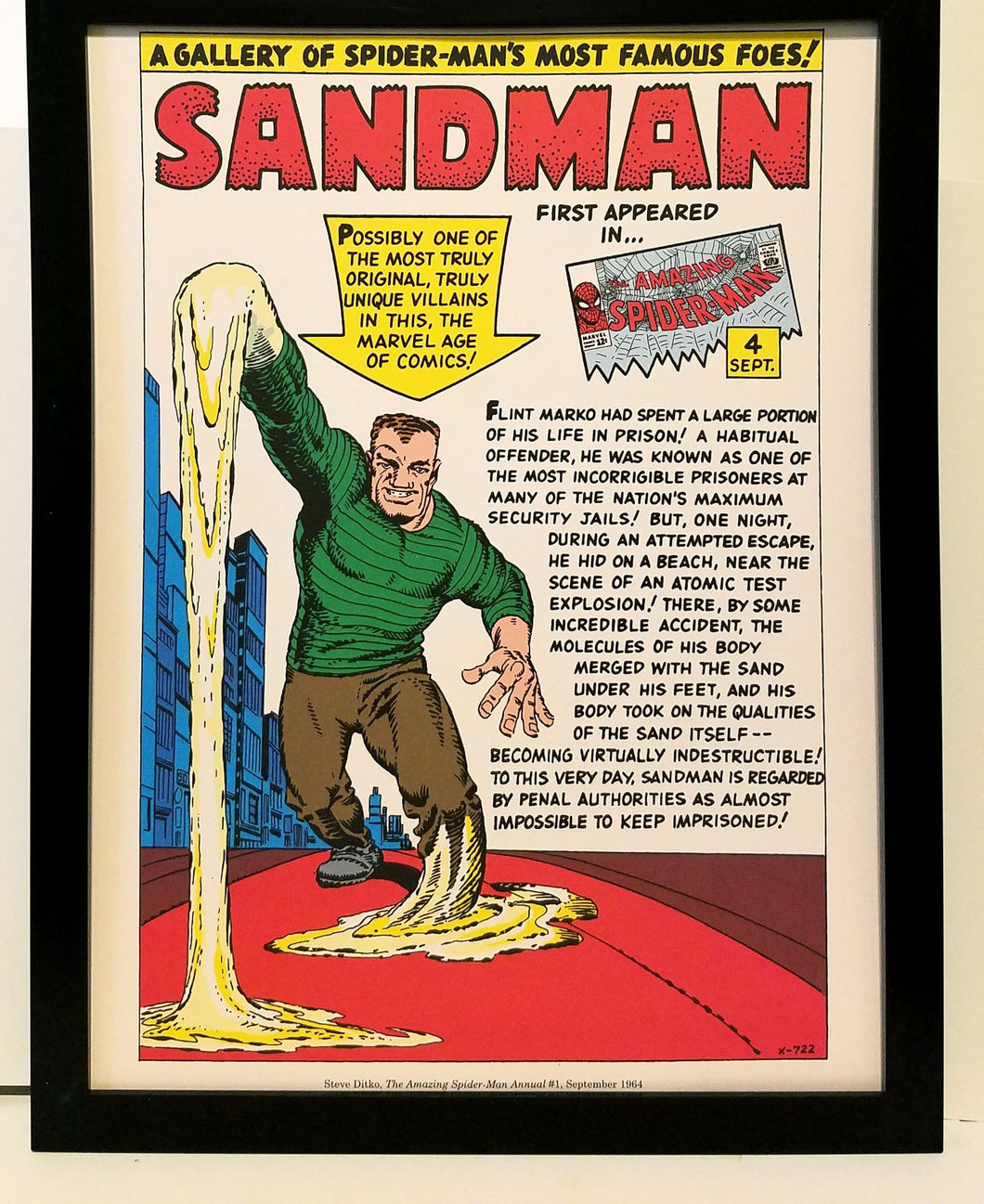 Spider-Man Sandman by Steve Ditko 9x12 FRAMED Marvel Comics Vintage Art Print Poster