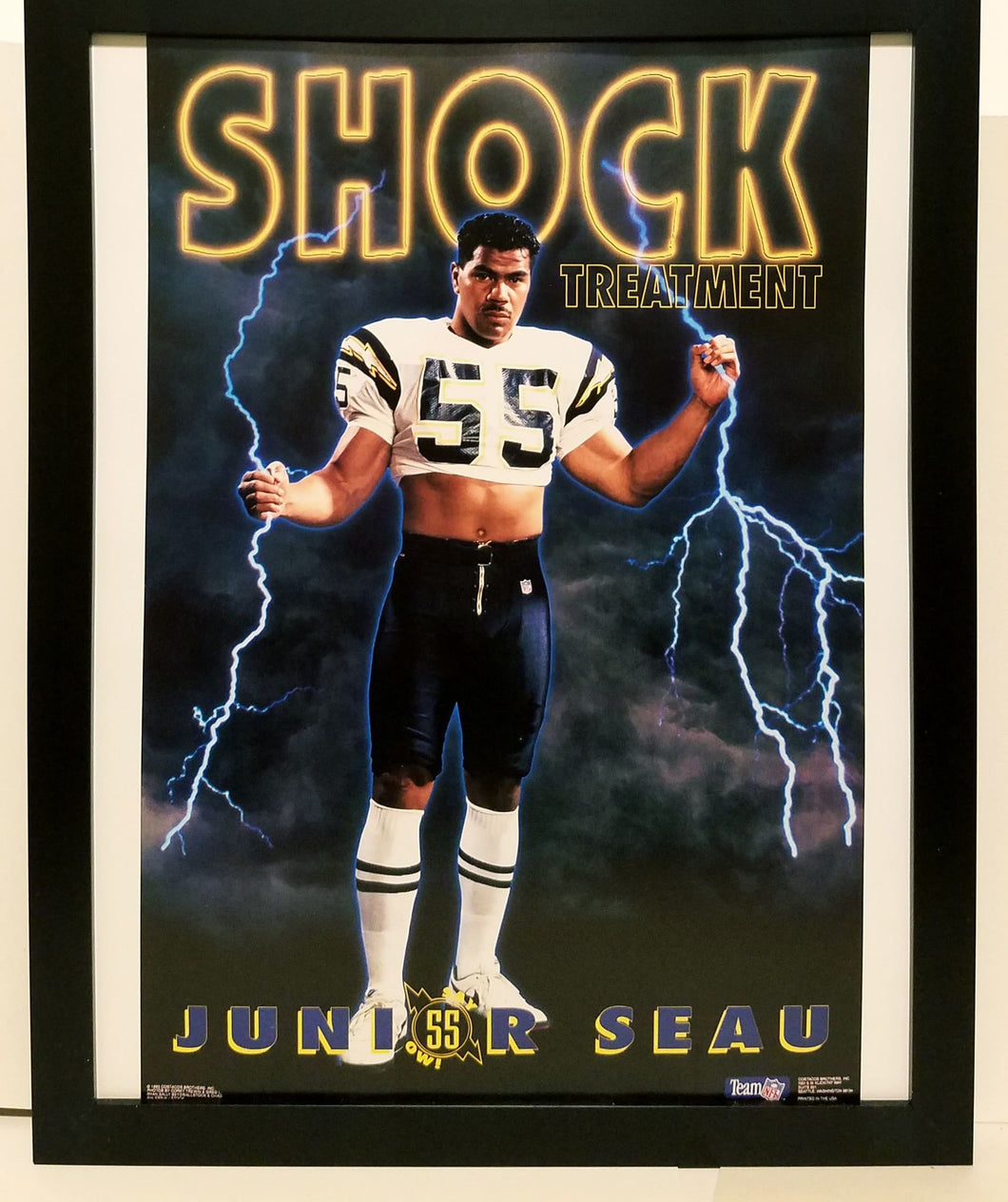 Junior Seau Chargers Costacos Brothers 8.5x11 FRAMED Print Vintage 90s Poster