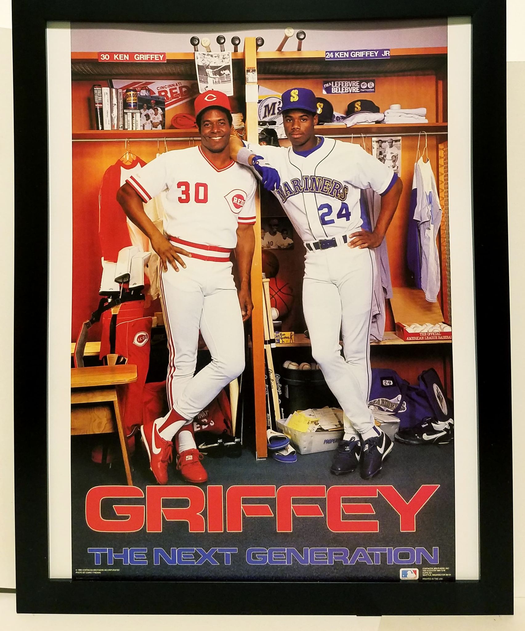 Ken Griffey Sr & Jr Costacos Brothers 8.5x11 FRAMED Print Vintage