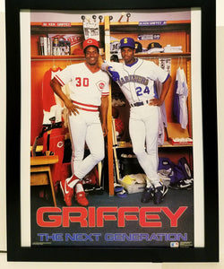 Ken Griffey Sr & Jr Costacos Brothers 8.5x11 FRAMED Print Vintage 80s Poster