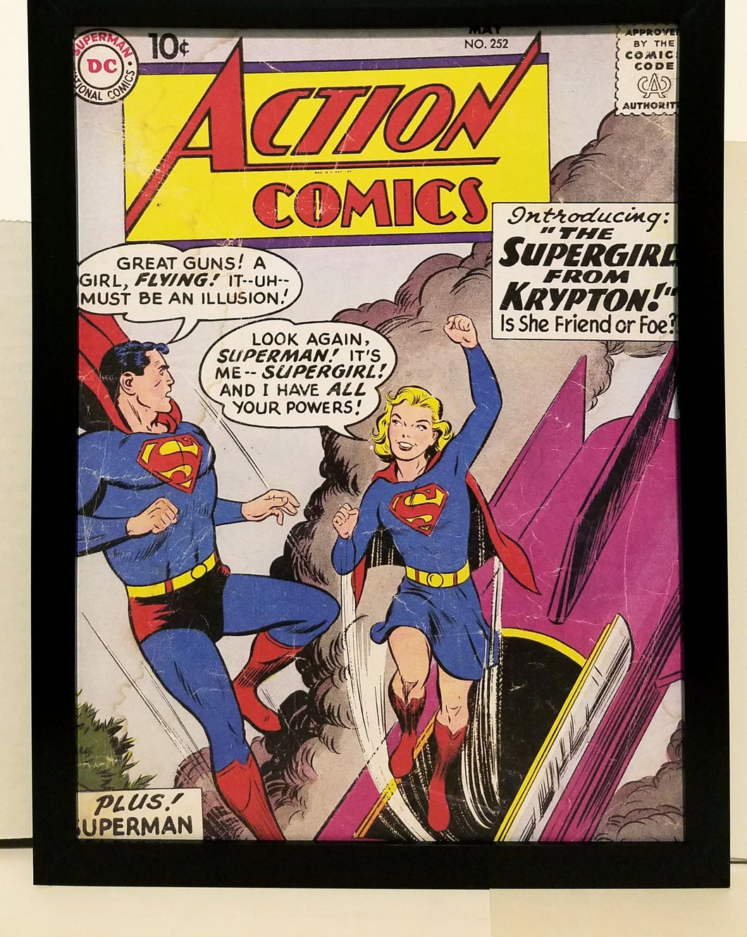Action Comics #252 Supergirl 9x12 FRAMED Vintage 1959 DC Comics Art Print Poster