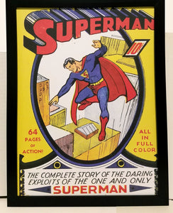 Superman #1 by Joe Shuster 9x12 FRAMED Vintage 1939 DC Comics Art Print Poster