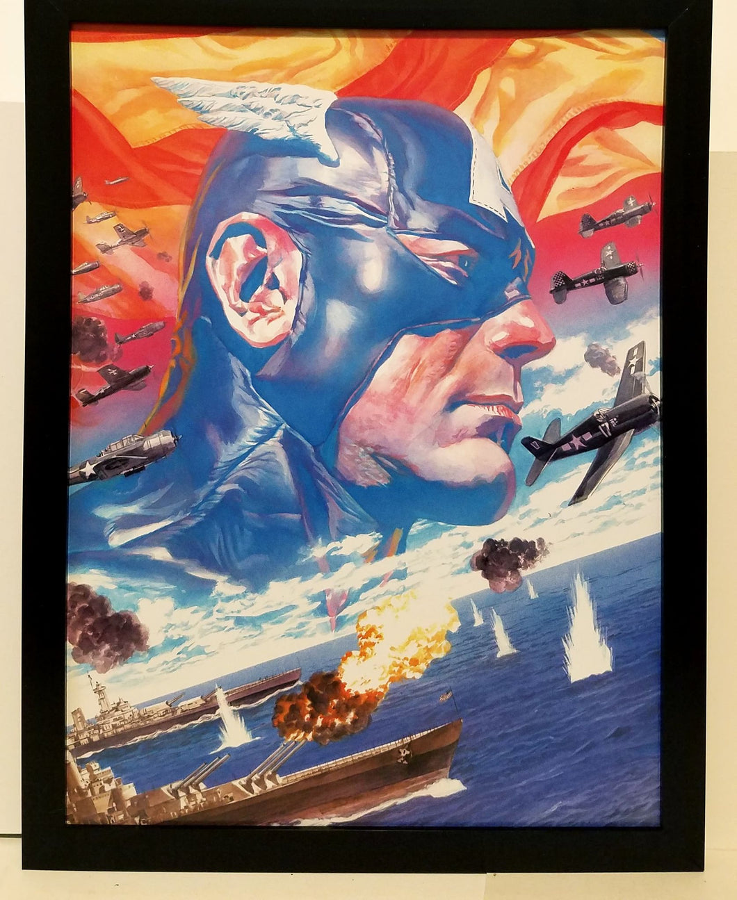 Captain America WWII by Alex Ross 9x12 FRAMED Marvel Comics Art Print Poster