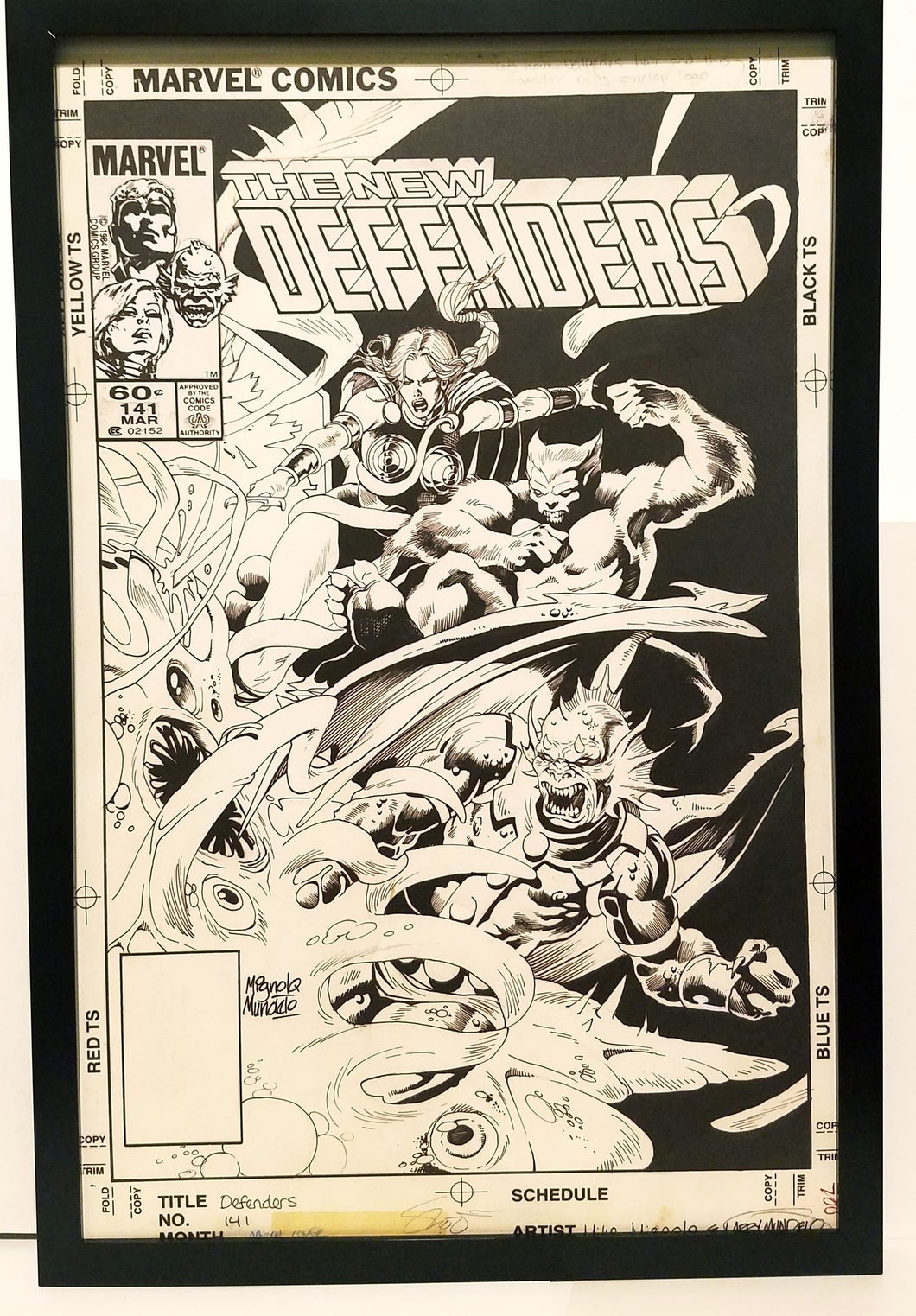 Defenders #141 by Mike Mignola 11x17 FRAMED Original Art Poster Marvel Comics