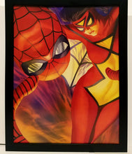 Load image into Gallery viewer, Spider-Man Spider-Woman by Alex Ross 8.5x11 FRAMED Marvel Comics Art Print Poster
