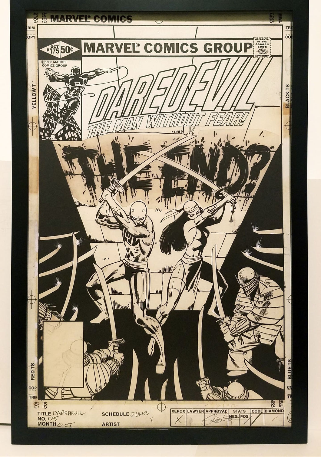 Daredevil #175 Elektra by Frank Miller 11x17 FRAMED Original Art Poster Marvel Comics