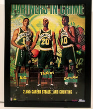 Load image into Gallery viewer, Gary Payton Seattle Supersonics Costacos Brothers 8.5x11 FRAMED Print Vintage 90s Poster
