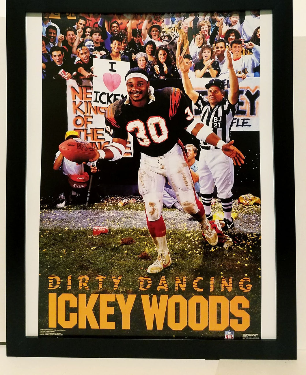 Ickey Woods Bengals Costacos Brothers 8.5x11 FRAMED Print Vintage 90s Poster