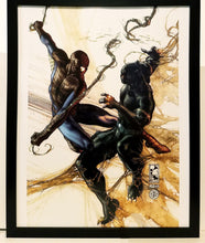 Load image into Gallery viewer, Black Panther Spider-Man by Simone Peruzzi 11x14 FRAMED Marvel Comics Art Print Poster
