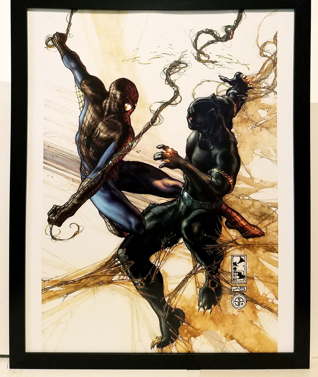 Black Panther Spider-Man by Simone Peruzzi 11x14 FRAMED Marvel Comics Art Print Poster