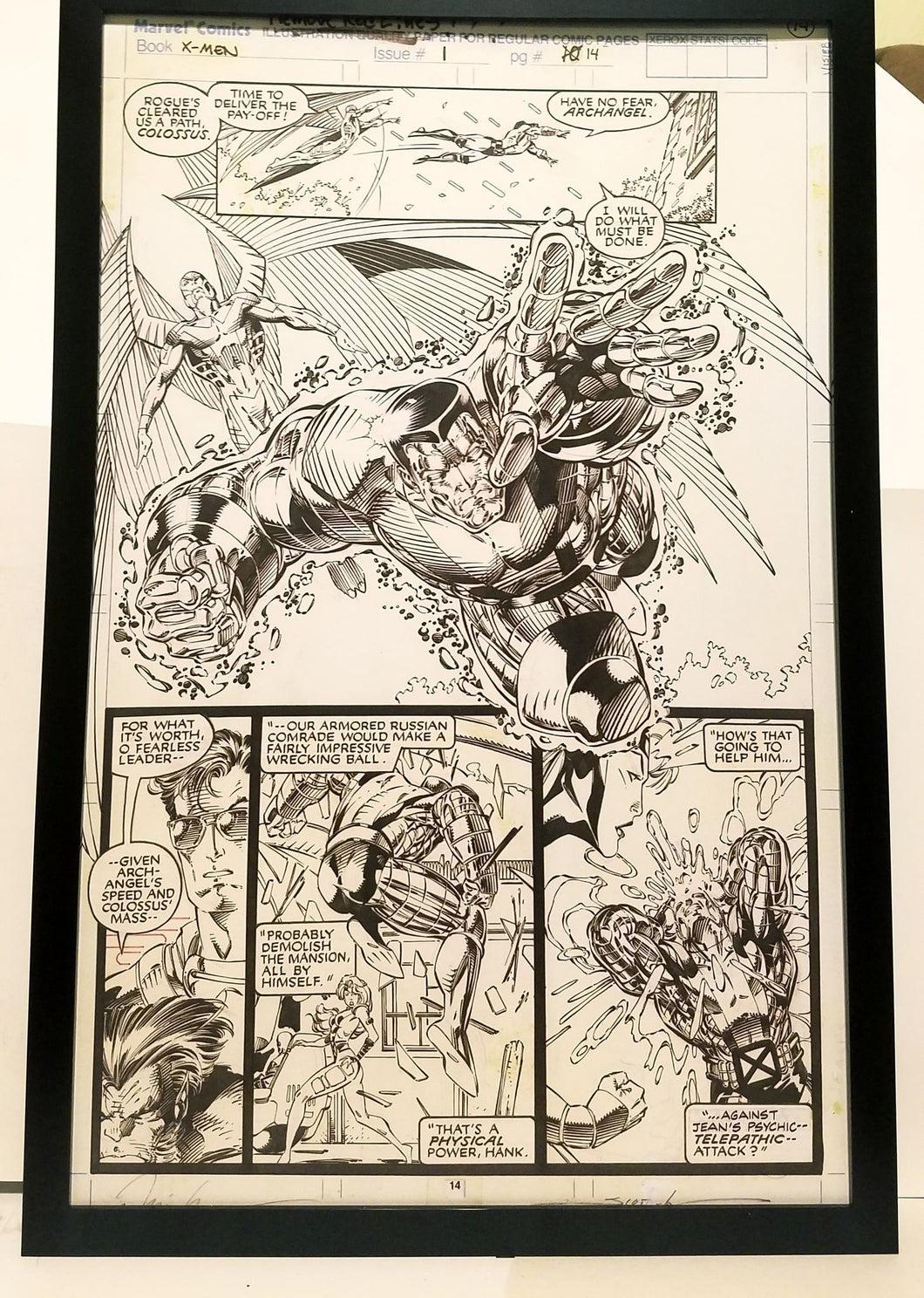 X-Men #1 pg. 14 Colossus Jim Lee 11x17 FRAMED Original Art Poster Marvel Comics
