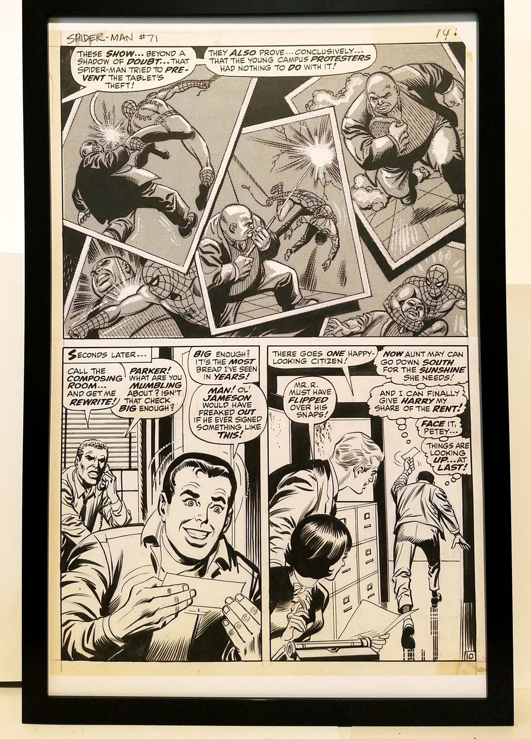 Amazing Spider-Man #71 pg. 10 John Romita 11x17 FRAMED Original Art Poster Marvel Comics