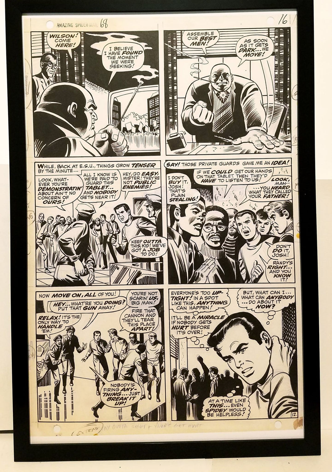 Amazing Spider-Man #68 pg. 12 John Romita 11x17 FRAMED Original Art Poster Marvel Comics
