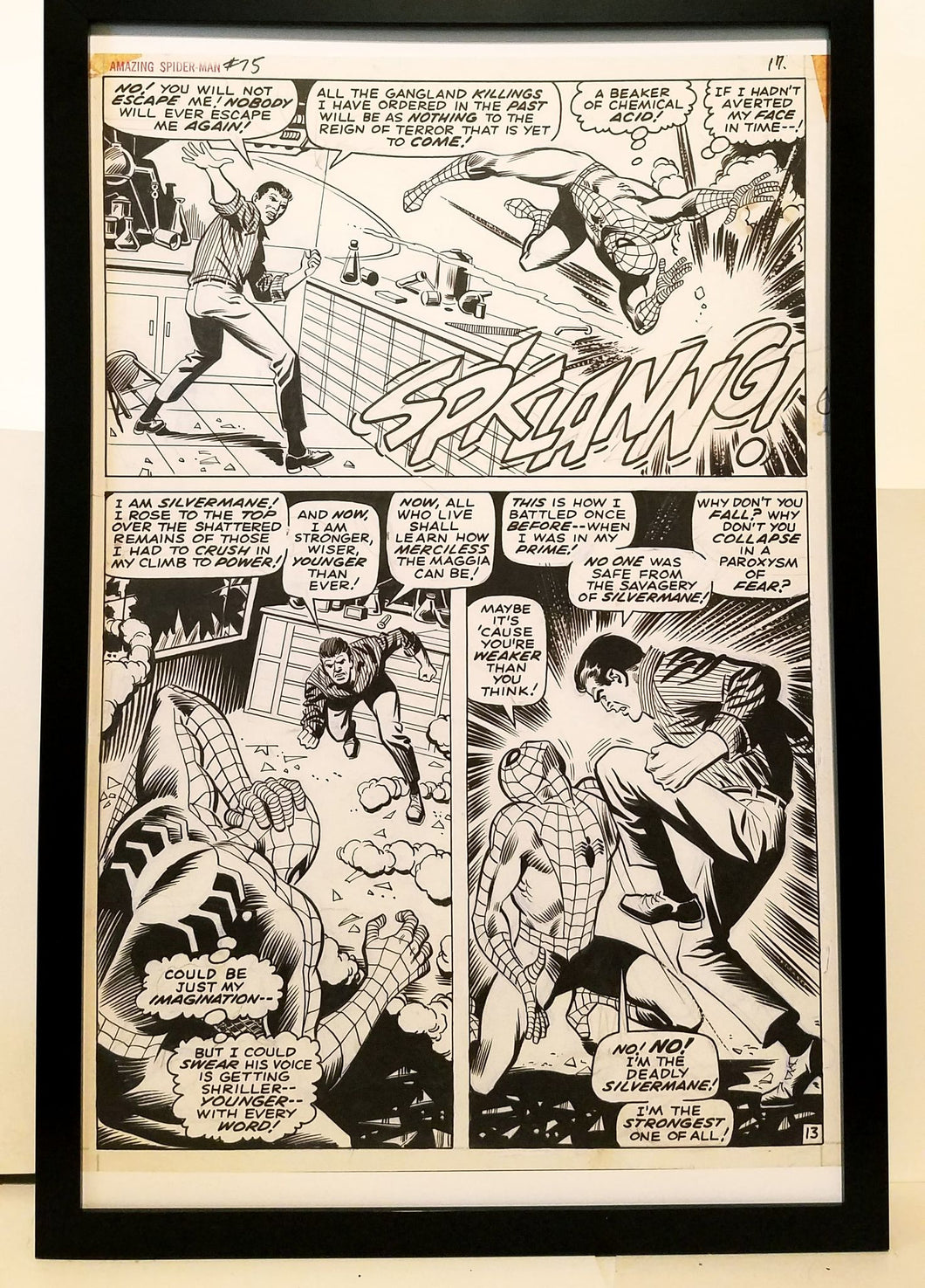 Amazing Spider-Man #75 pg. 13 John Romita 11x17 FRAMED Original Art Poster Marvel Comics