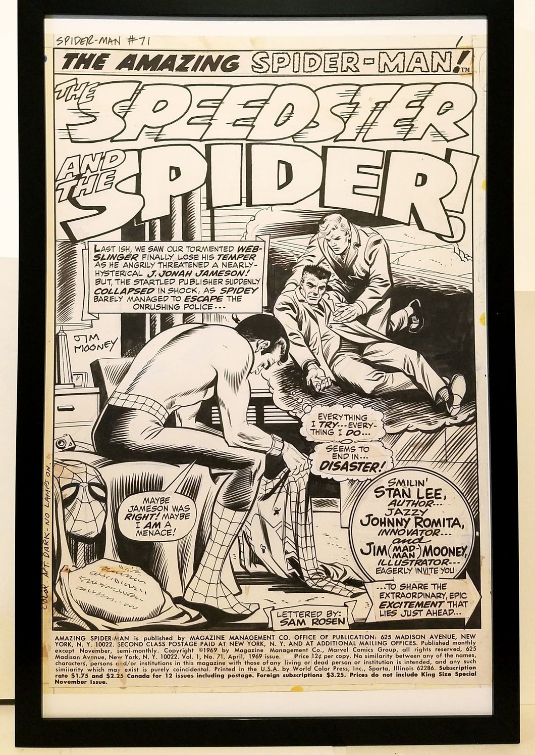 Amazing Spider-Man #71 pg. 1 John Romita 11x17 FRAMED Original Art Poster Marvel Comics
