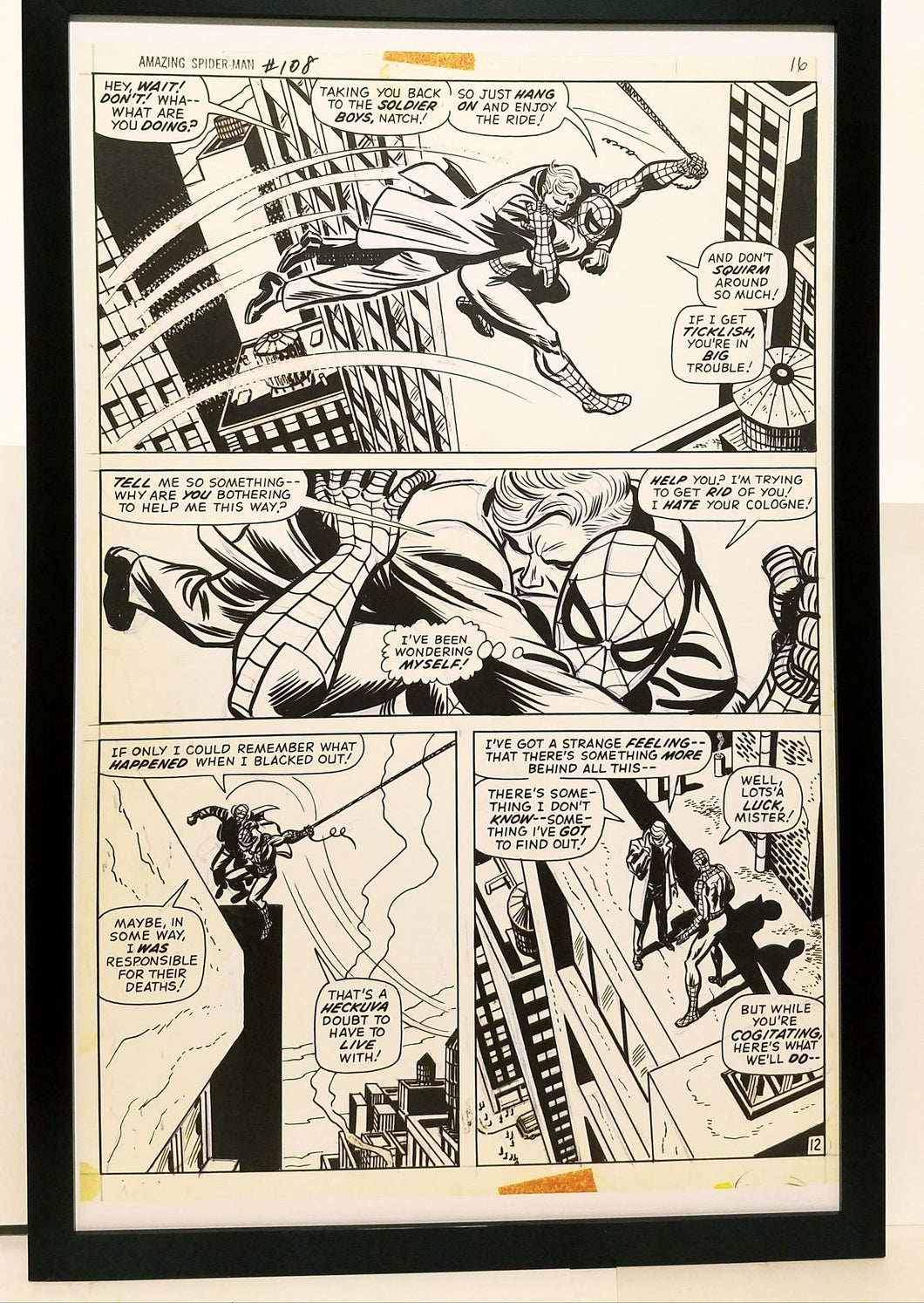 Amazing Spider-Man #108 pg. 12 John Romita 11x17 FRAMED Original Art Poster Marvel Comics