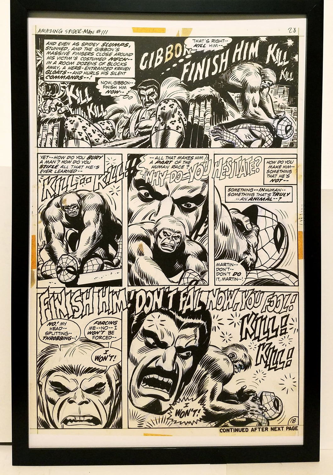 Amazing Spider-Man #111 pg. 18 John Romita 11x17 FRAMED Original Art Poster Marvel Comics
