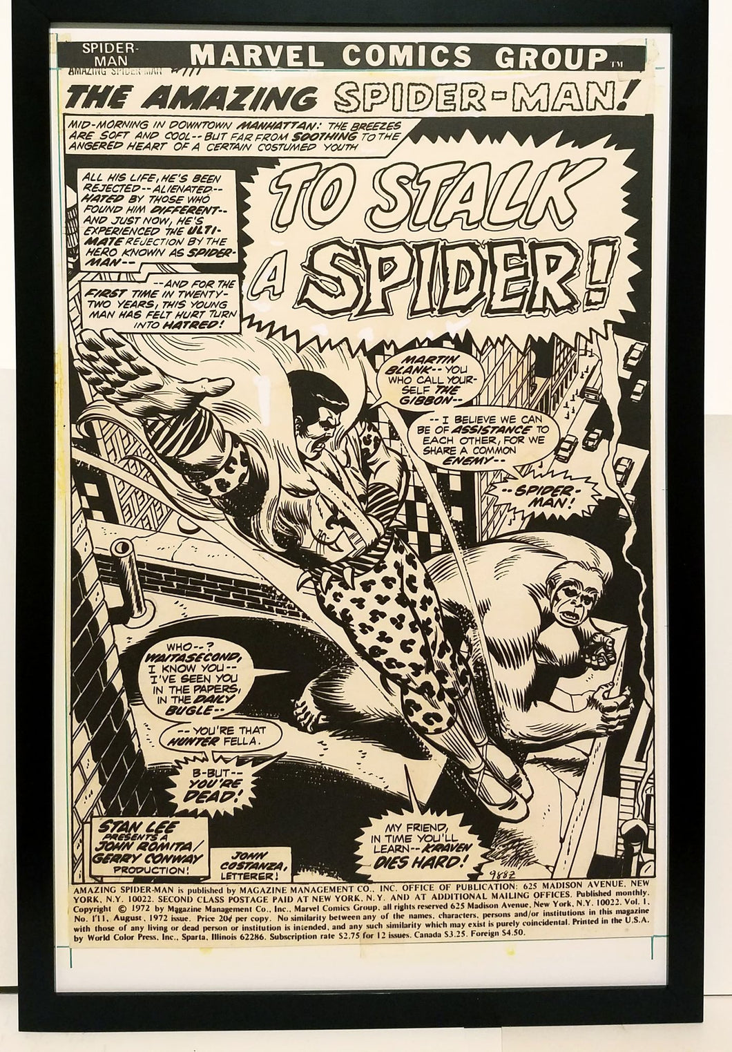 Amazing Spider-Man #111 pg. 1 John Romita 11x17 FRAMED Original Art Poster Marvel Comics
