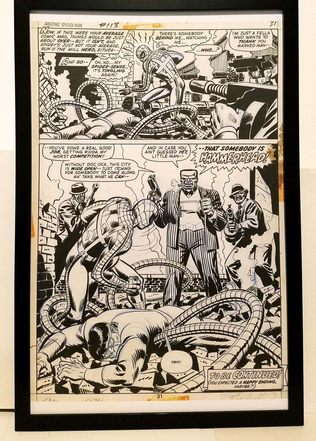 Amazing Spider-Man #113 pg. 31 by John Romita 11x17 FRAMED Original Art Poster Marvel Comics