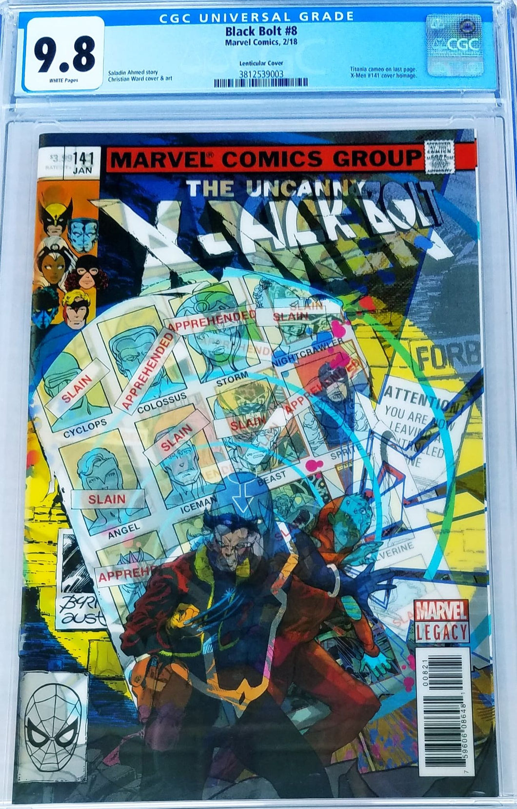 Black Bolt #8 CGC 9.8 - Uncany X-Men 141 homage lenticular variant (Marvel Comics, 2018)