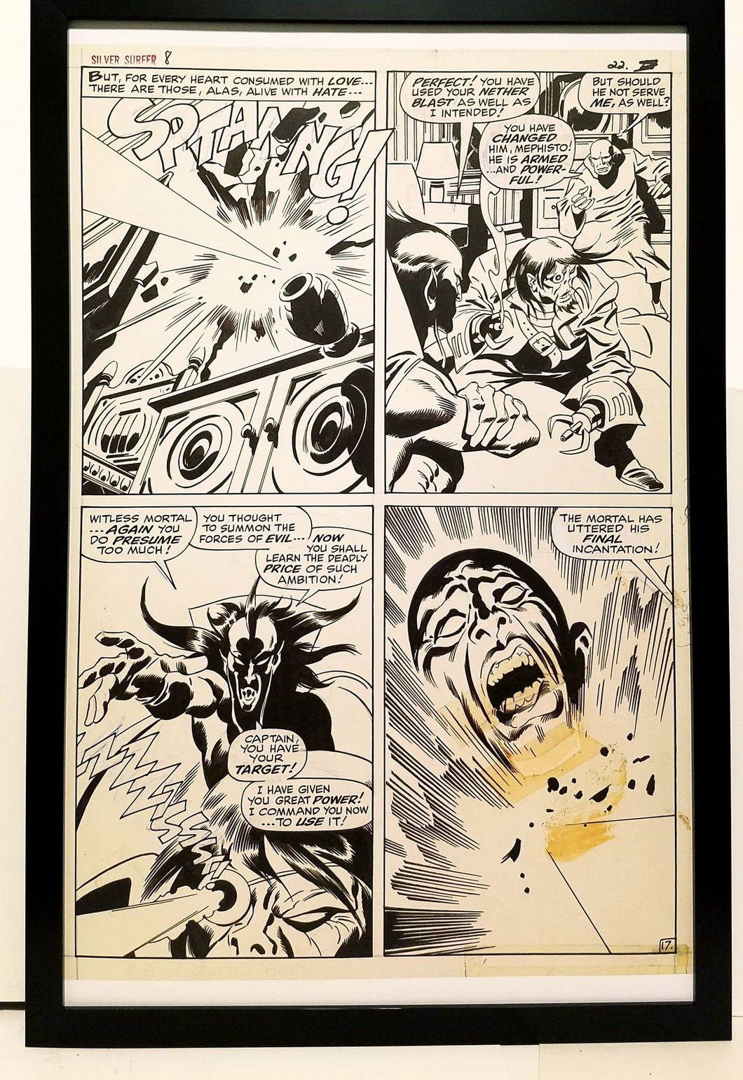 Silver Surfer #8 pg. 17 w/ Mephisto 11x17 FRAMED Original Art Poster Marvel Comics