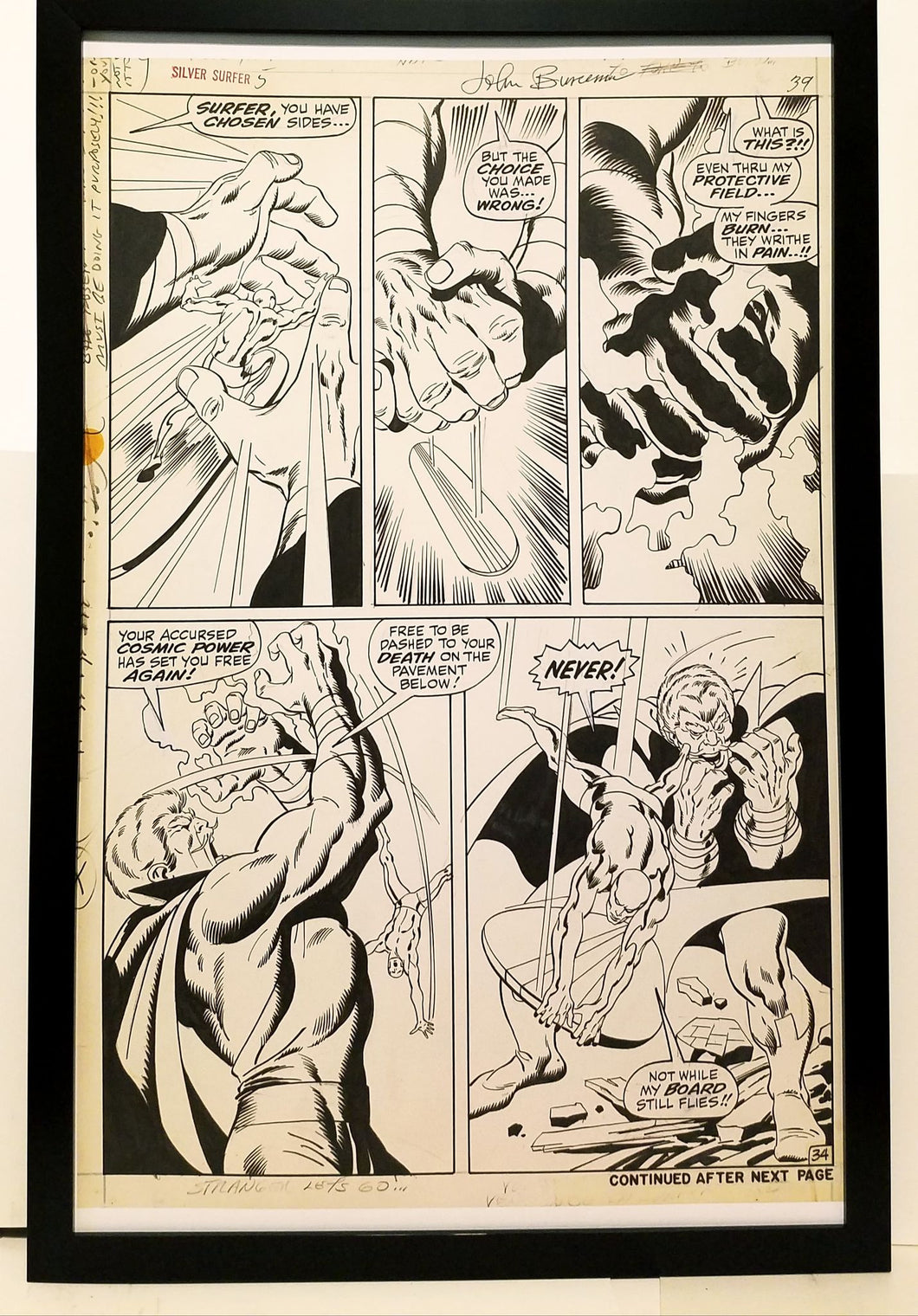 Silver Surfer #5 pg. 34 by John & Sal Buscema 11x17 FRAMED Original Art Poster Marvel Comics