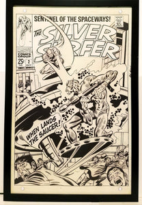 Silver Surfer #2 by John Buscema 11x17 FRAMED Original Art Poster Marvel Comics