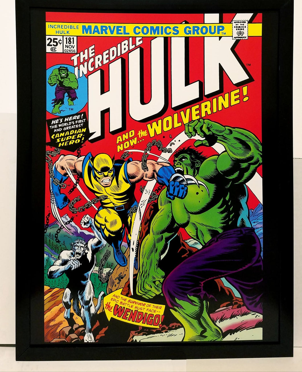 Incredible Hulk #181 Wolverine 12x16 FRAMED Art Print Marvel Comics Poster