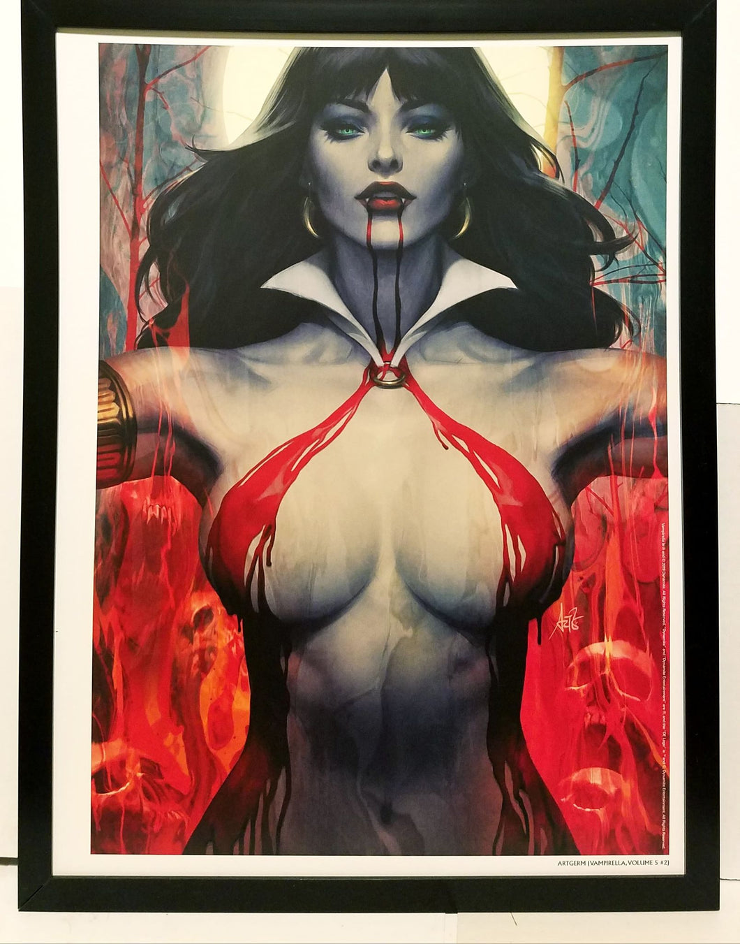 Vampirella 12x16 FRAMED Art Print by Stanley Artgerm Lau (from #2) NEW comic poster