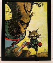 Load image into Gallery viewer, Rocket Raccoon &amp; Groot by Skottie Young 8.5&quot;x11&quot; FRAMED Art Print Marvel Comics Poster
