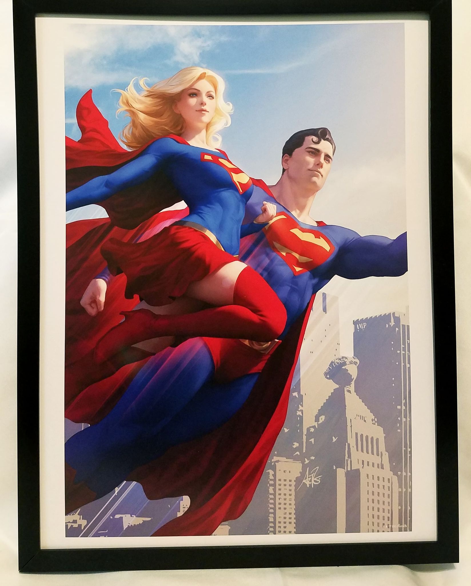 Supergirl & Superman by Stanley Artgerm Lau FRAMED 12x16 Art Print DC  Comics Poster