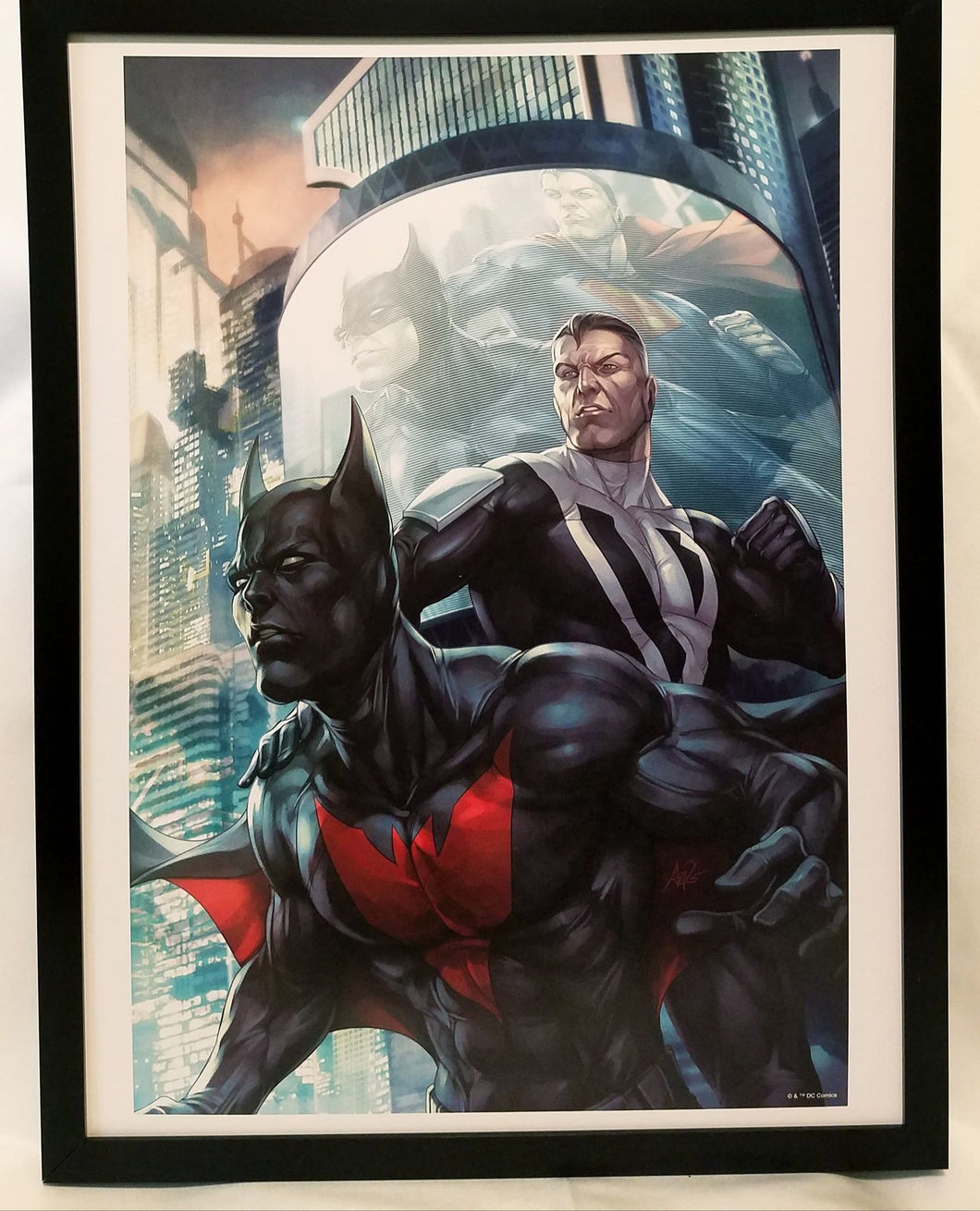 Batman Beyond & Superman by Stanley Artgerm Lau FRAMED 12x16 Art Print DC Comics Poster